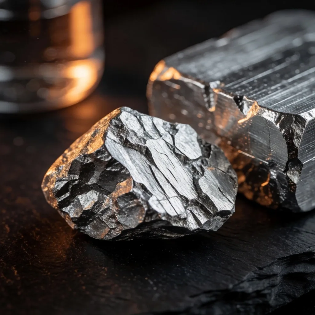 Mineral crystals on dark surface